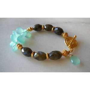   Gemstones Aqua Chalcedony Labradorite Gold Vermeil Bracelet Jewelry