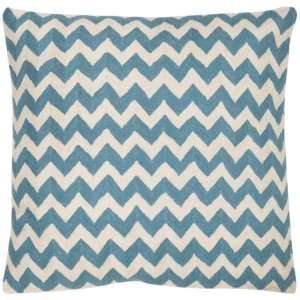    Zag 18 Inch Embroidered Blue and White Decorative Pillows, Set of 2