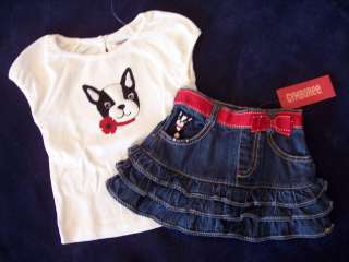 NWT Girls Gymboree Poppy dog shirt skirt 12 18 24 month  