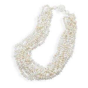  Multistrand Knotted White Shell Ball Clasp Necklace 21 