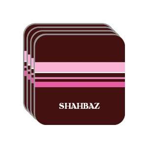 Personal Name Gift   SHAHBAZ Set of 4 Mini Mousepad Coasters (pink 
