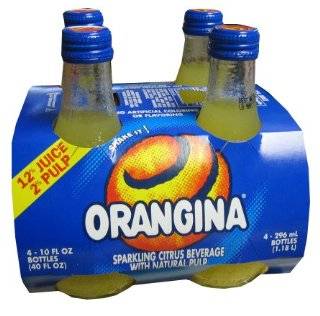 Orangina Sparkling Citrus Beverage with Pulp   4 Glass Bottles   (Pack 