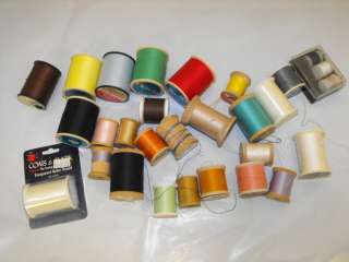  Sewing Thread Some on Wooden Spools Lot of 24 Spools Filament Thread 