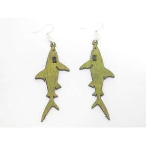  Lemon Yellow Shark Wooden Earrings GTJ Jewelry