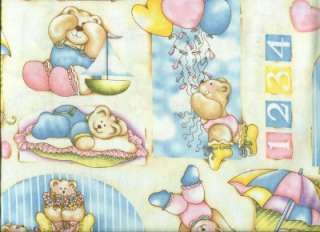 PASTEL BABY BEARS NURSERY PRINT~ Cotton Quilt Fabric  