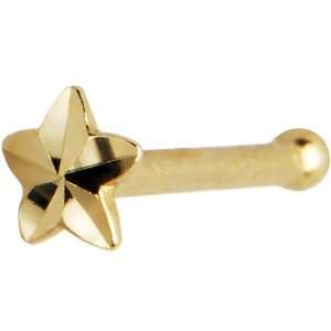  Solid 14KT Yellow Gold Raised Star Nose Bone Jewelry