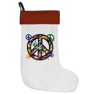  Christmas Stocking Peace Symbol Sign Dripping Paint 