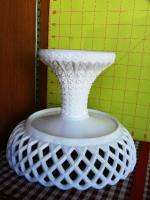 HAND PAINTED MILK GLASS COMPOTE CONSOLE BOWL  