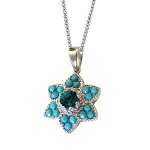 Lucia Costin Exquisite Star Pendant with Blue and Turquoise Swarovski 