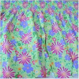  Pre Smocked Shirred Sundress Fabric   Flowers on Green  by 