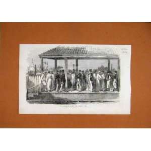  1854 Indian Railway Station Platform People Waiting