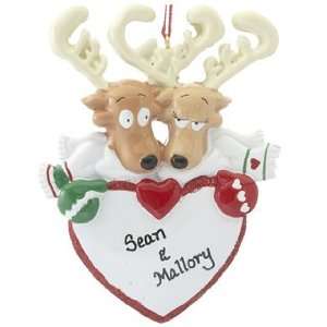   Personalized Reindeer Heart Couple Christmas Ornament