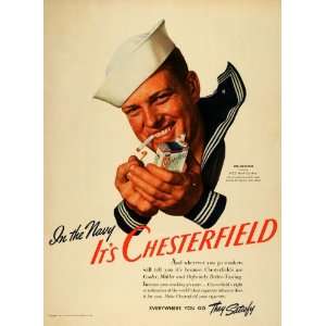  1941 Ad Chesterfield Cigarettes WWII Joe Newton Coxswain 