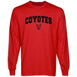 South Dakota Coyotes Red Logo Arch Long Sleeve T shirt 