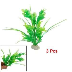 Como 3 Pcs Green Serrate Leaf Plastic Plants for Aquarium 
