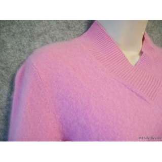Womens INVESTMENTS Large L 100% cashmere pink shawl collar sweater EXC 