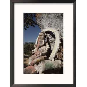  Stone Sculpture Shrine to the Hindu Deity Ganesh Framed 