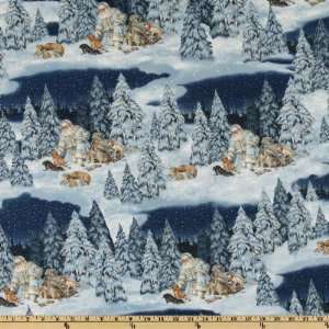  44 Wide Cranston Christmas Santa In Snow Blue Fabric By 