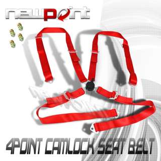RED 4 POINT 2 STRAP RACING CAMLOCK SEAT BELT HARNESS  