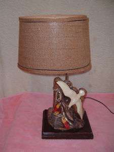Vintage Nautical Lamp Seagull,Lobster Trap, Pier Seashore Decor  