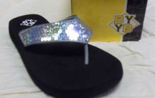 NIB BYYB FLIP FLOP Sandals Style Name SEQUIN Ladies Size 6M or 6.5M 