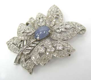 Seaman Schepps Diamond & Star Sapphire Platinum Brooch  