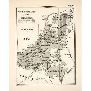  1932 Print Map Netherlands Europe Luxemburg Brabant 