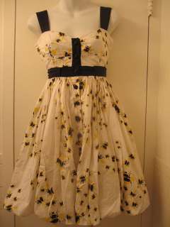   von Furstenberg White Cotton Bee Sundress 8 DVF Anthropologie Dress