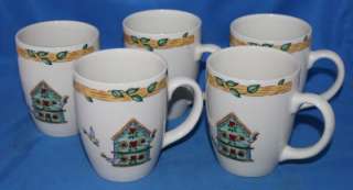 Thomson Pottery Dinnerware Coffee Cups Mugs Birdhouse Set of five 