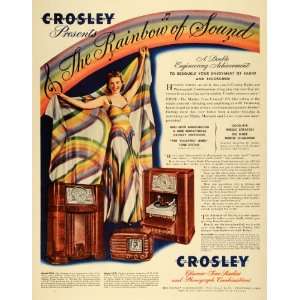 1941 Ad Crosley Radio Phonograph Cabinet Models Rainbow Sound Floating 