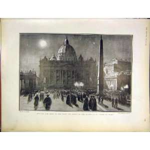 Pope Piazza St Peter Crowd Rome Italy Vatican 1903 