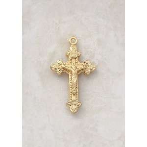  Large Christ the King Gold over Sterling Crucifix Necklace 