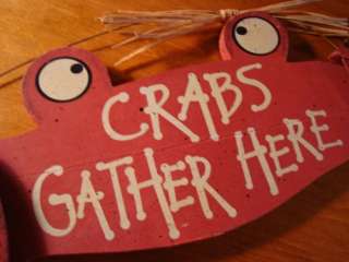 New CRAB Wood Beach Decor Sign   CRABS GATHER HERE  