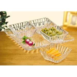  Alexandria Collection 4 Section Crystal Server