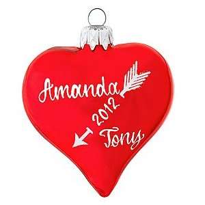    Personalized Heart with Arrow Glass Ornament