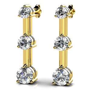   Three Prong Triple Diamond Earrings, 0.52 ct. (Color GH, Clarity VS