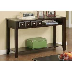   Sofa Table with Open Cubby and Shelf in Espresso