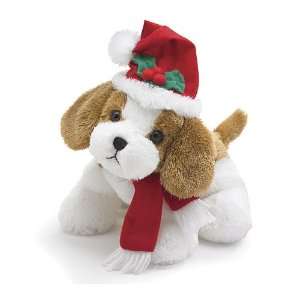  Soft and Cuddly Christmas Plush Puppy Dog With Santa Hat 