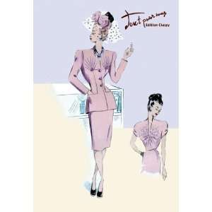  Dressy Evening Suit with Hat and Veil 12x18 Giclee on 