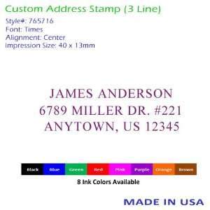  3 Line Personalized Address Stamp [Custom Address Stamp 