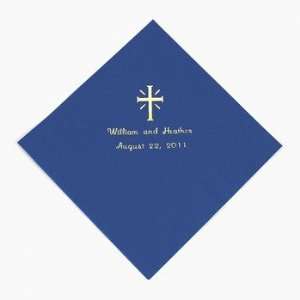  Personalized Cross Blue Luncheon Napkins   Tableware & Napkins 