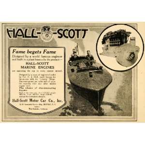  1920 Ad Hall Scott Motor Car Marine Engines E. J. Hall 