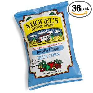 Miguels Stowe Way Blue Corn Tortilla Chips, 2 Ounce Bags (Pack of 36 