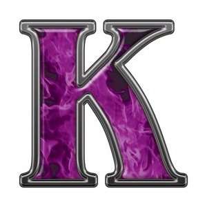  Reflective Letter K with Inferno Purple Flames   8 h   REFLECTIVE 