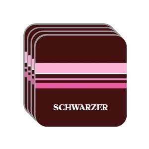 Personal Name Gift   SCHWARZER Set of 4 Mini Mousepad Coasters (pink 
