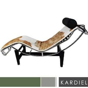  Le Corbusier Style LC4 Chaise Lounge, Brown & White 