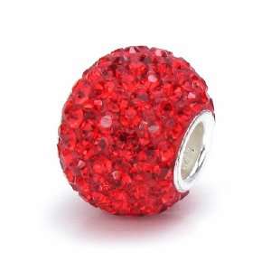 Bella Fascini Candy Apple Red Pave Ball, European Bead Charm Made with 
