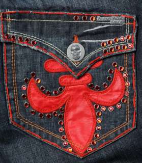 Laguna Beach Jeans Mens SANTA MONICA Red Stitch w/ 1G Crystals 