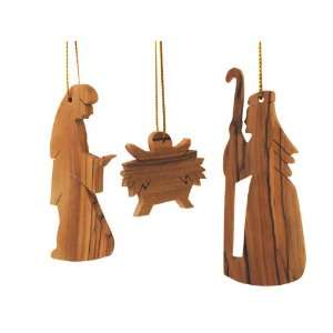  Olive Wood Nativity Set Ornament  3 Pieces