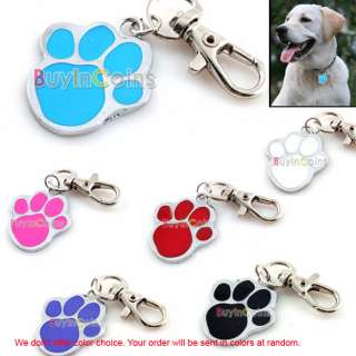 New Cute Stainless Steel Foot Print Engraved Puppy Pet Dog Cat ID Name 